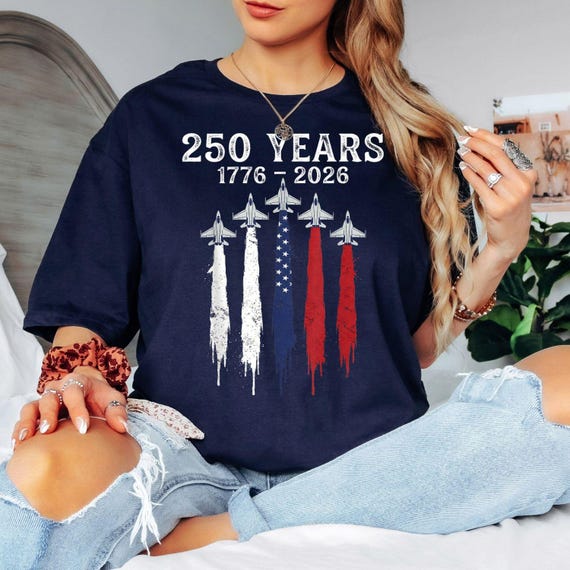 USA 250 Years Shirt, Patriotic Jet Fighter Shirt, America 250 Anniversary Shirt, Independence Day Tee, USA 1776 2026 Shirt