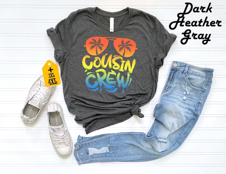 Cousin Crew Matching Shirts, Summer Vacation T-Shirt, Beach Trip Family Shirt, Cousin Group Shirt, Summer Cousin Shirt, Palm Sunglasses Tee image 6