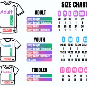 a t - shirt size chart for a child's body length chart