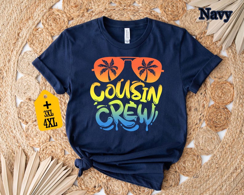 Cousin Crew Matching Shirts, Summer Vacation T-Shirt, Beach Trip Family Shirt, Cousin Group Shirt, Summer Cousin Shirt, Palm Sunglasses Tee image 7