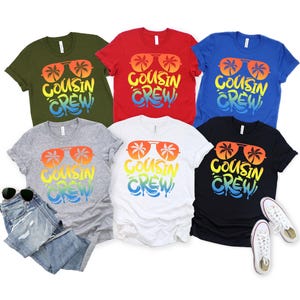 Cousin Crew Matching Shirts, Summer Vacation T-Shirt, Beach Trip Family Shirt, Cousin Group Shirt, Summer Cousin Shirt, Palm Sunglasses Tee image 3