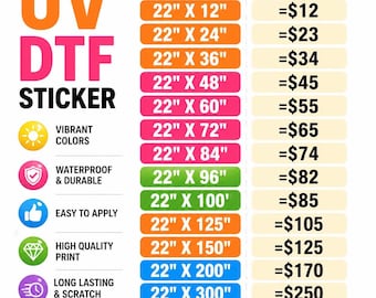 Custom UV DTF Sticker Gang Sheet Transfer, Permanent Durable Vibrant Uv Dtf, UV Dtf Stickers, Ready To Apply, Easy To Use, Uv Dtf Cup Wrap