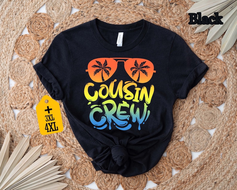 Cousin Crew Matching Shirts, Summer Vacation T-Shirt, Beach Trip Family Shirt, Cousin Group Shirt, Summer Cousin Shirt, Palm Sunglasses Tee image 8