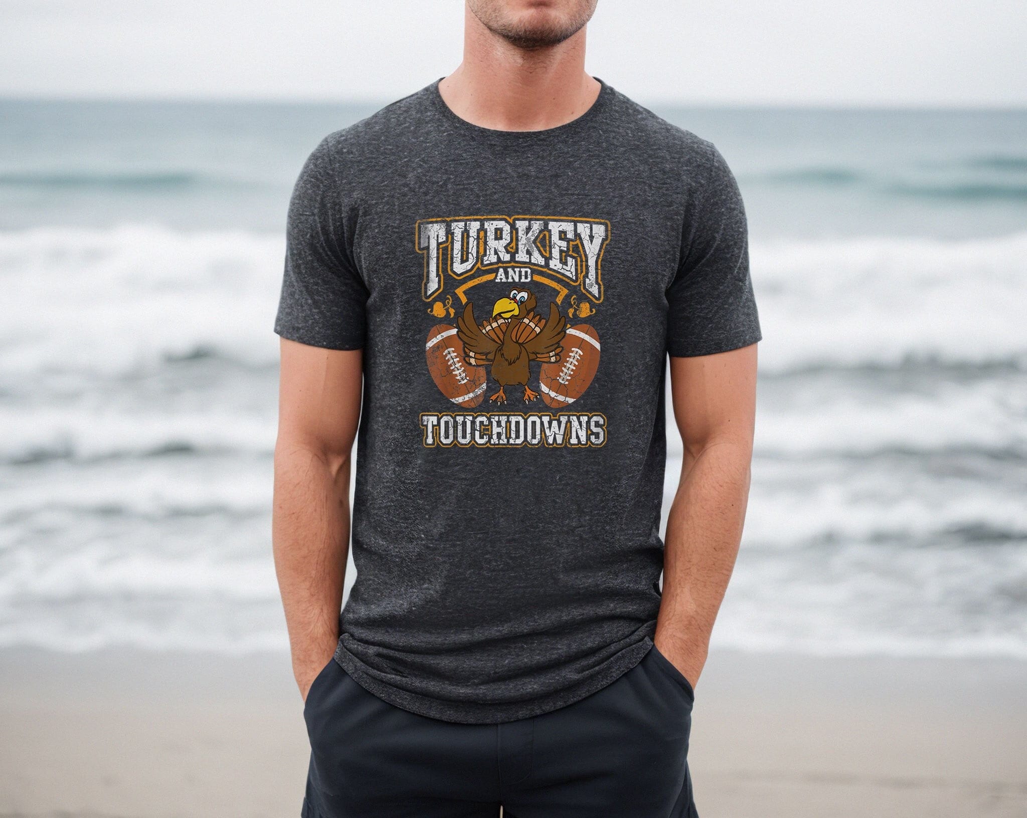 Turkey And Touchdowns Shirt, Thanksgiving Men Shirt, Funny Football Shirt, Game Day T-Shirt, Fall Shirt, Football Season Shirt