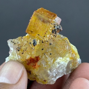 Hematite Yellow  Fluorite With Quartz in Good Conditions#176#