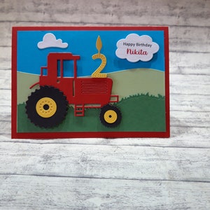 Geburtstagskarte Traktor für Jungen und Mädchen 1.2.3.4.5.6.7.8.9. -99. Geburtstag