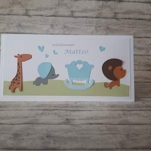 Karte zur Geburt Baby, Junge, Glückwunschkarte, Geburtskarte, Gratulationskarte