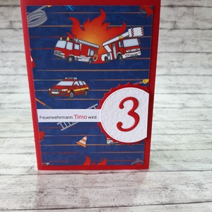 Geburtstagskarte Feuerwehr, 1. 2. 3. 4. 5. 6. 7. 8. 9. 10. Geburtstag, Jungen und Mädchen (siehe Beschreibung)