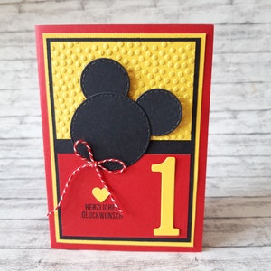 personalisierte Geburtstagskarte für Kinder, Mickymaus, Mädchen und Jungen, Grußkarte Geburtstag, 1,2,3,4,5,6,7,8,9,10