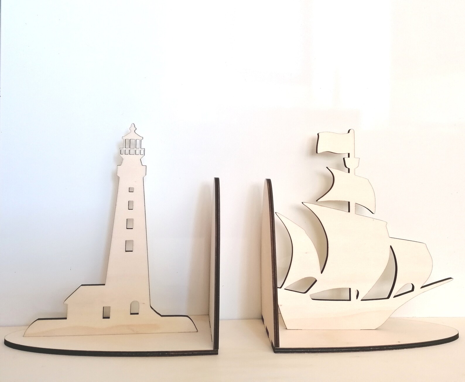 Lighthouse and Ship Bookends Nautical Bookends Laser Cut Etsy