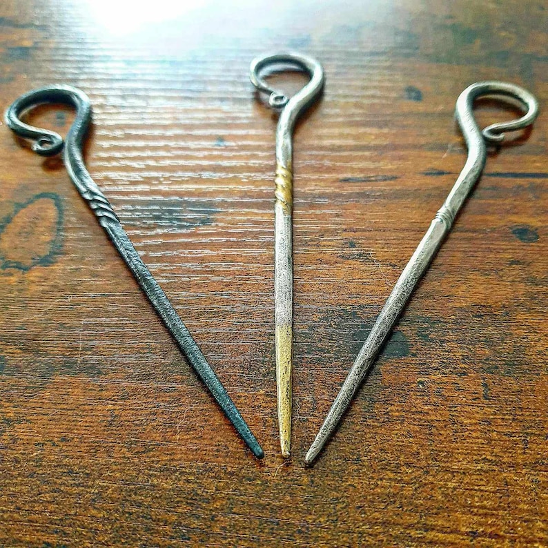 Epingle cheveux/Pique cheveux/Forged hair pin/Hair pick/Iron hair accesory/Gift for her/11th anniversary/Noce de fer/Cadeau pour femme/ image 7