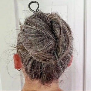 Épingle à cheveux en acier forgé, accessoire capillaire, fourchette à cheveux, porte-chignon, cadeau pour femme, cadeau pour elle image 2