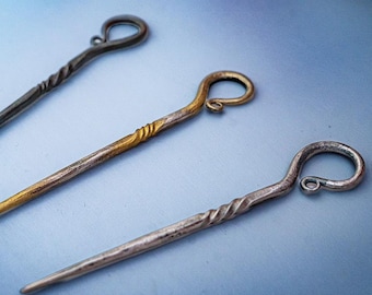 Haarstab aus Metall, keltische Haarspange im Wikinger-Stil, handgeschmiedete Haarnadel aus Stahl, Brötchenhalter, Haarspitze