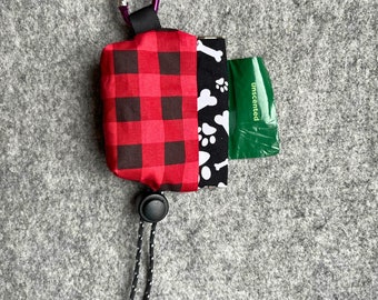 Dog poo bag pouch - with flex frame squeeze opening and used bag holder