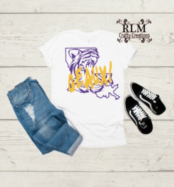 Purple and Gold Game Day T-shirt - Football T-shirt- Peace Love and  Football Shirt - LSU Football Tee - Louisiana Tshirt - Geaux Tigers