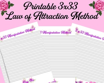 Metodo di manifestazione 3x33, 3x33, Legge di attrazione, Scripting, Tecnica di manifestazione, Download digitale, Stampabile, Legge di attrazione 3x33