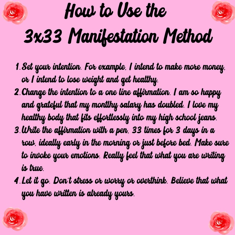 3x33 Manifestation Method 3x33 Law of Attraction Scripting