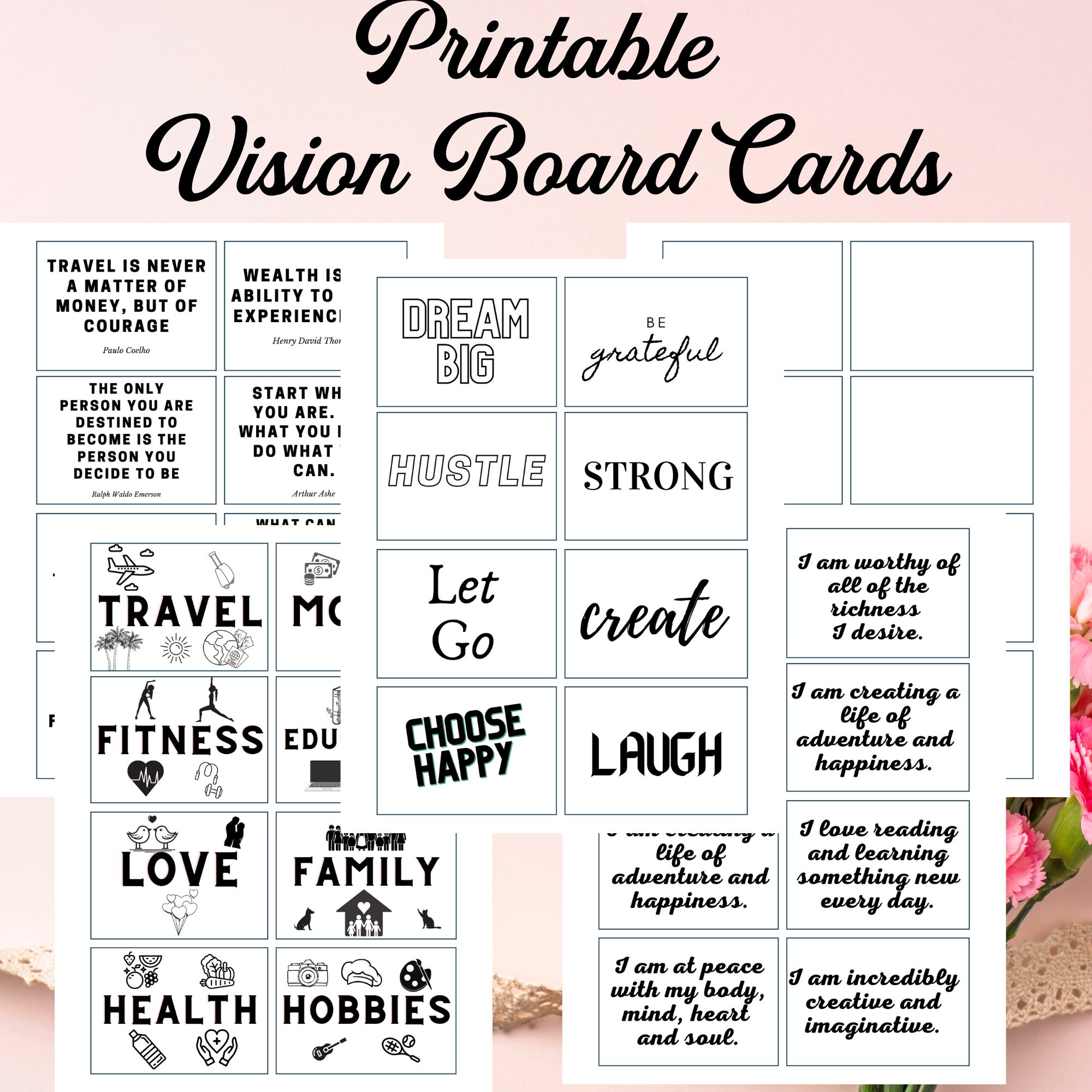 Vision Board Kit 2023 Printable Vision Board Bundle Vision Etsy