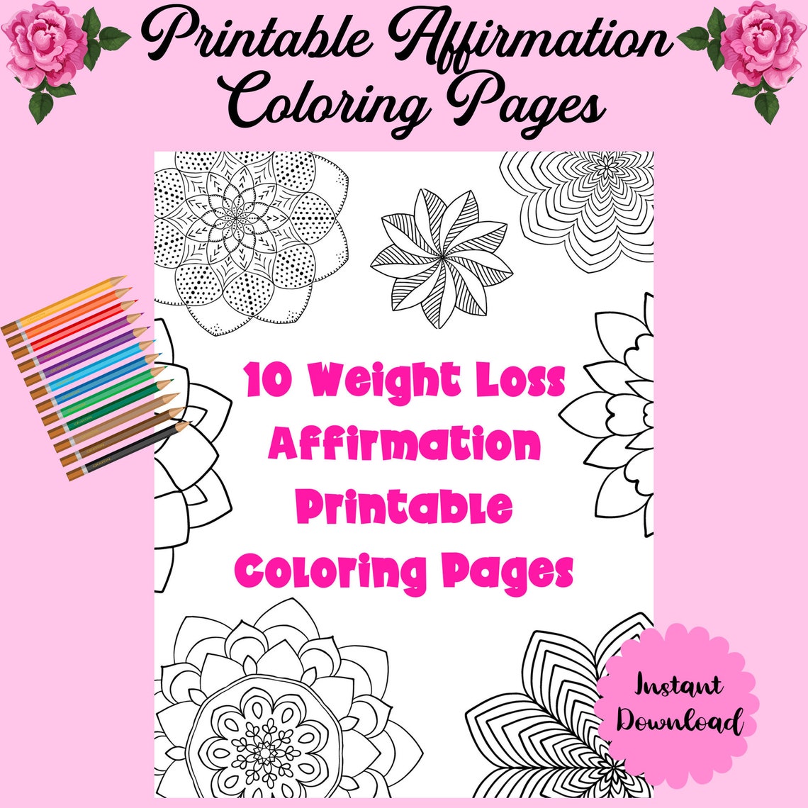 Weight Loss Affirmation Coloring Pages Law of Attraction | Etsy