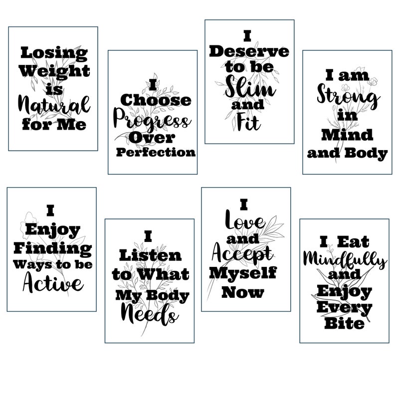Weight Loss Affirmation Cards, Printable Law of Attraction Affirmation