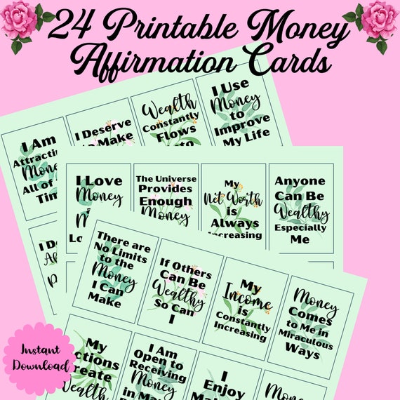 Law of Attraction Affirmation Cards Printable Money