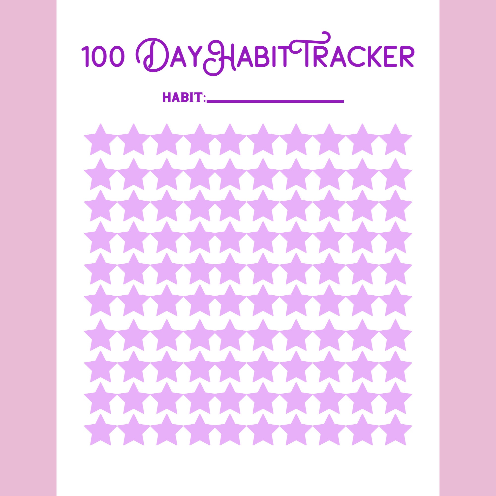 100 Day Habit Tracker Printable Habit Tracking Worksheet Etsy