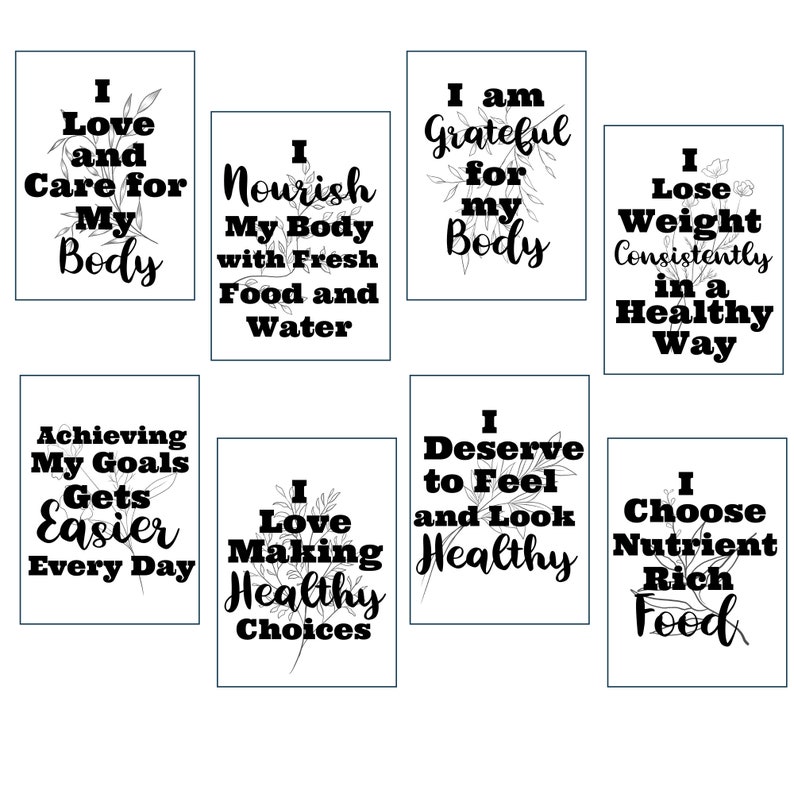 Weight Loss Affirmation Cards, Printable Law of Attraction Affirmation