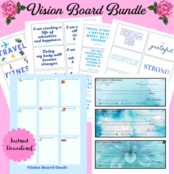 Vision Board Kit 2024, Printable Vision Board Bundle, Vision Board