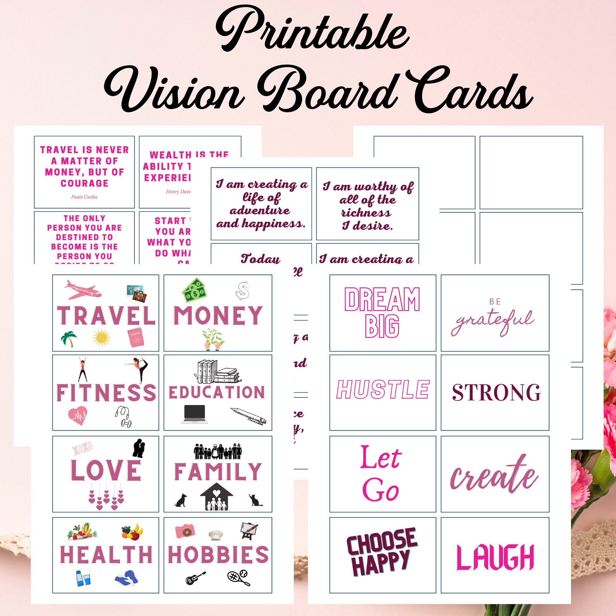 Vision Board Bundle Printable Vision Board Kit Vision Board Etsy