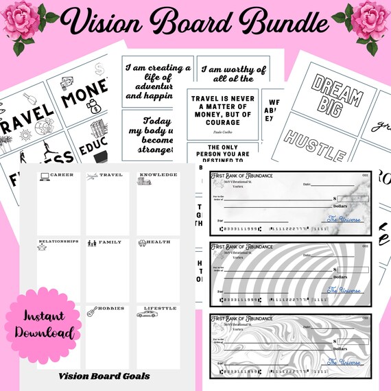 Vision Board Kit 2024, Printable Vision Board Bundle, Vision Board