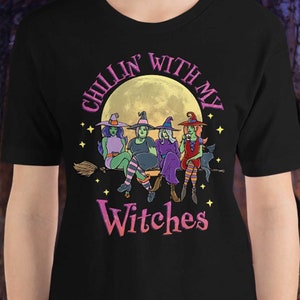 Chillin with my Witches Womens Halloween T Shirt, Funny Witchy Woman Halloween Shirt, Wicked Witch Shirt, Funny Halloween Shirt For Women