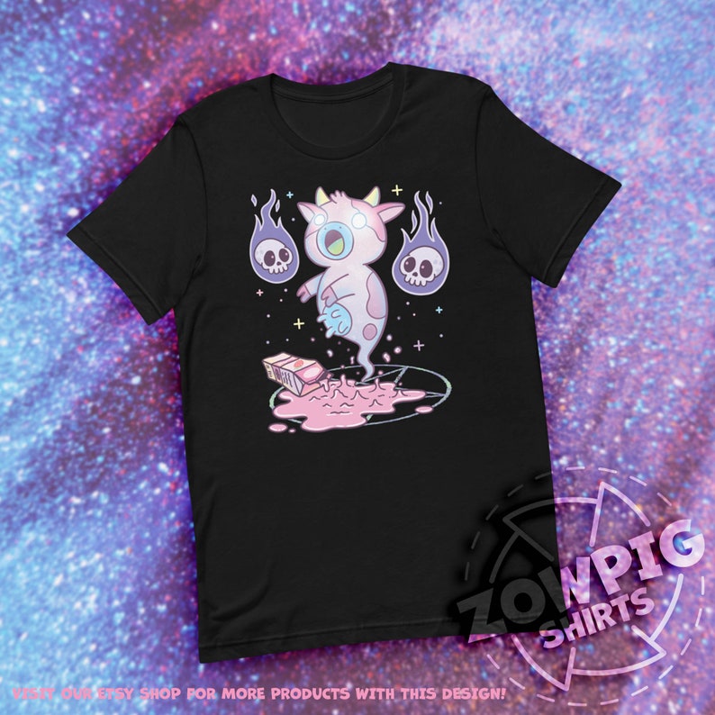 Kawaii Pastel Goth Aesthetic Creepy Cute Strawberry Milk Ghost Cow
