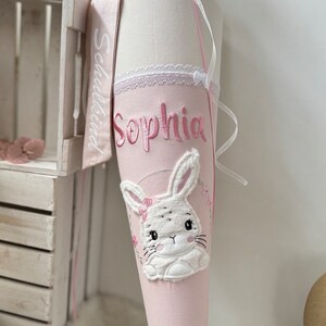 Schultüte Hase in cremebeige & puderrosa | Zuckertüte Kanninchen Mädchen | Schultüte Mädchen Hase | Geschenk Schulkind | Schultüte aus Stoff