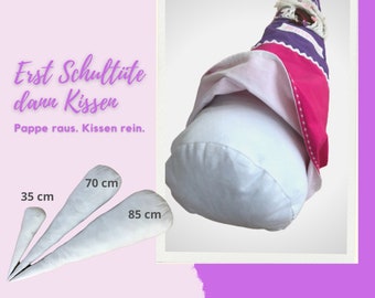 Filling pillow for school bag, pillow inlet, 85 cm, 70 cm and 35 cm - with or without cardboard blank, sugar bag pillow