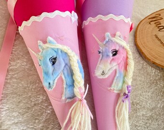 Unicorn Sibling School Cone | Pink + Rose or Purple | Candy Cone for Girls | Personalized School Cone for Kindergarten | Unique