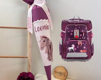 School cone unicorn dark berry & rosé | Fabric school cone girl unicorn | Sugar cone Step by Step Unicorn Nuala