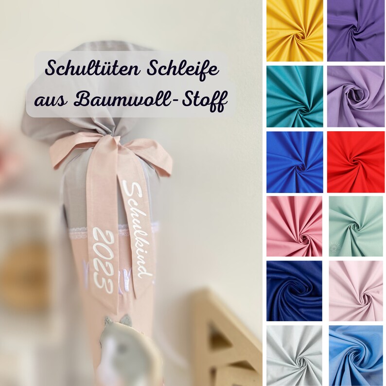 Handgefertigte 3D-Schleife Für Schultüte – Rosa/pink & Grün, Ca. 24x50 Cm, Mit Namen Personalisierbar