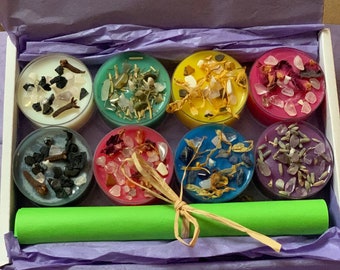 Set 8 Intention tea light, Spell Candle, Positive Energy, Crystal Candle, Reiki charged, Ritual Candles, Gift Box, Attraction, Abundance