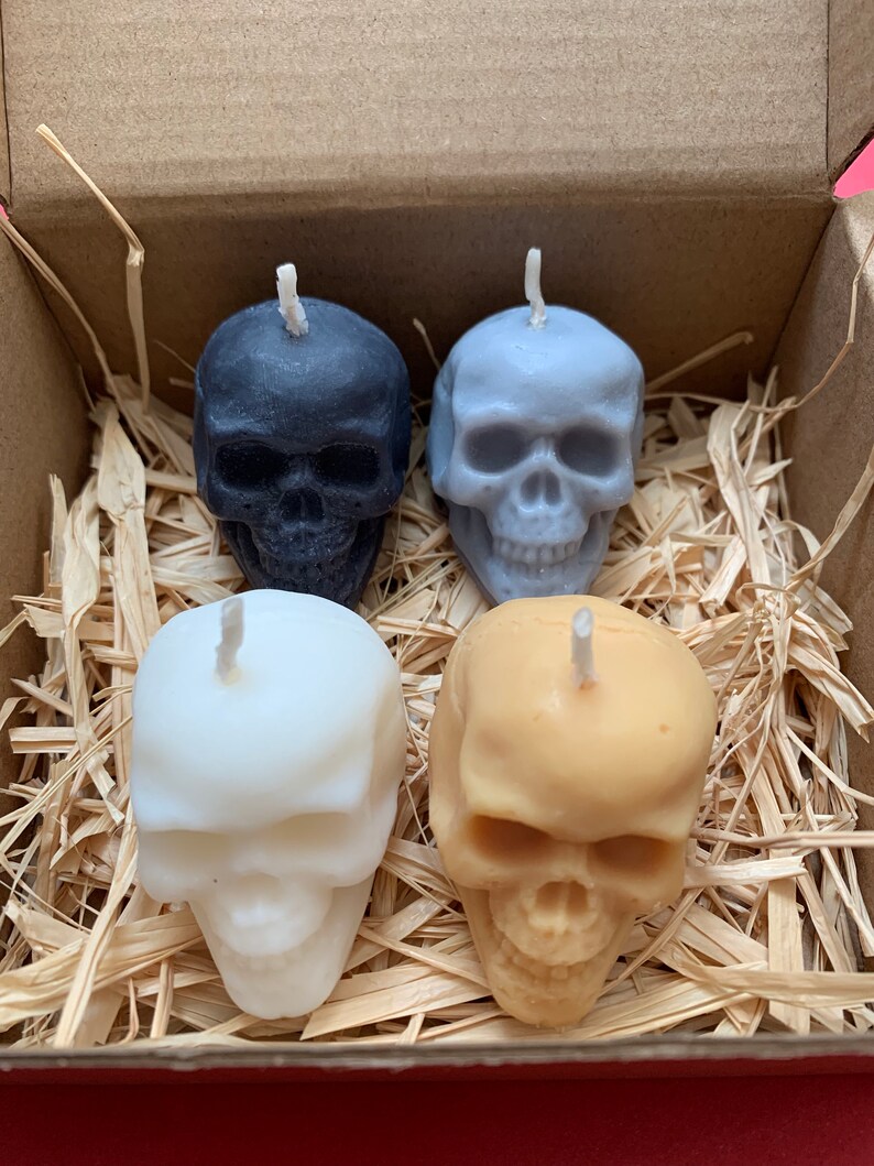 Mini Skull Candles Vegetable Wax Halloween Candles Goth Etsy UK