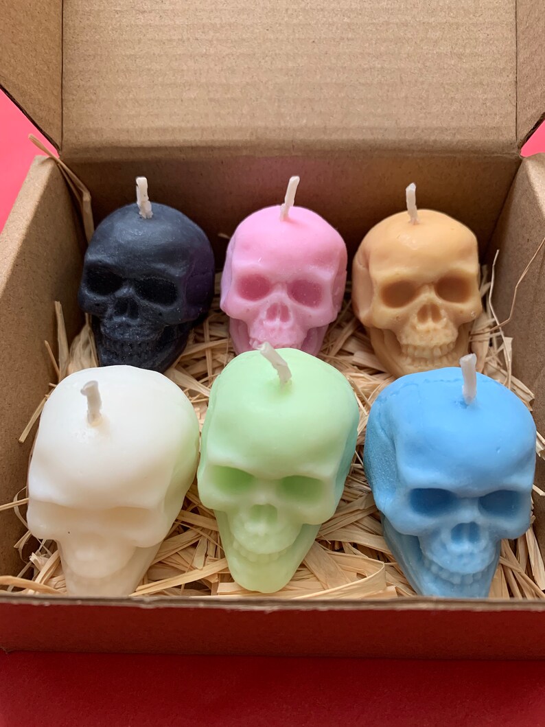 Mini Skull Candles Vegetable Wax Halloween Candles Goth Etsy UK