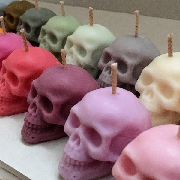 Mini skull candles, Vegetable wax, Halloween candles, Goth candle, Gothic Soy Skull, Skull Candle Gift,