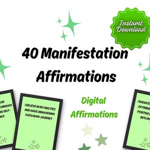Manifestation Affirmation Cartes numériques et imprimables - 40 impressions