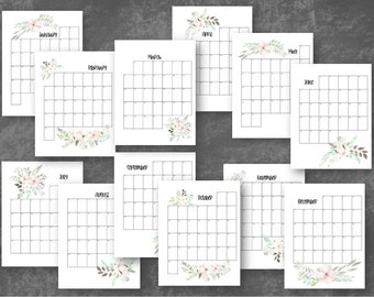 Printable 2021 Calendar | Pink Floral | Rose Gold Calendar | Calendar Pages