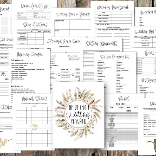 Printable Wedding Planner | wedding workbook | wedding planner | wedding worksheets