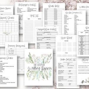 Druckbarer Hochzeitsplaner | Hochzeit Arbeitsbuch | Hochzeitsplaner | Hochzeit Arbeitsblätter