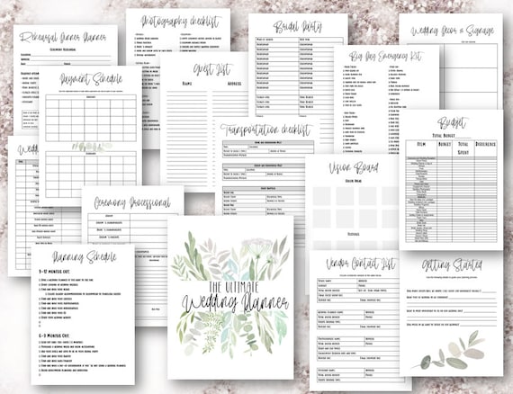 Printable Wedding Planner Wedding Workbook Wedding Planner - Etsy