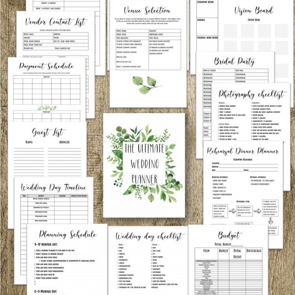 Printable Wedding Planner | wedding workbook | wedding planner | wedding worksheets