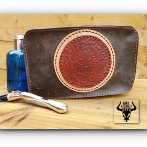 Hog Pig Buffalo Leather Wash Bag toiletry overnight shaving bag image 1