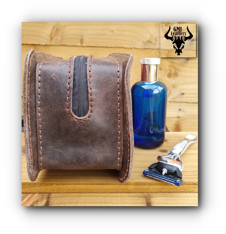 Hog Pig Buffalo Leather Wash Bag toiletry overnight shaving bag image 4