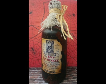 Rip Van Winkel Ale Potion Bottle , Halloween Décor , Apothecary Bottle, Altered Bottle